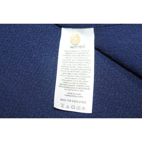 Wilfred Women's Cobalt Blue Cotton Loop Collar Long Sleeve Button Down Shirt S - Picture 5 of 7